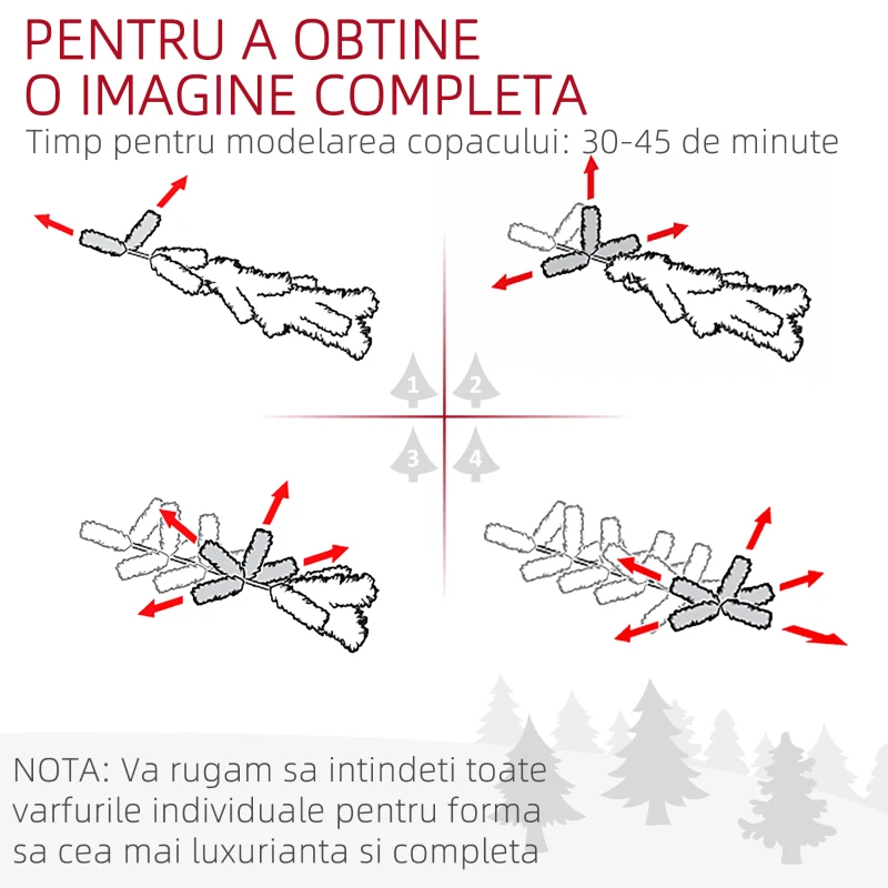 HOMCOM Pom de Crăciun Artificial Înalt de cu 1838 Ramuri, Pom de Crăciun Realist cu Bază de Oțel, Ø130x195 cm, Verde