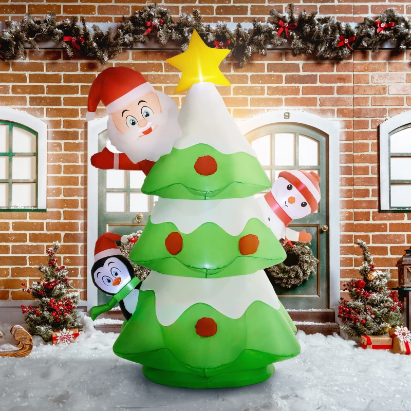 Outsunny 8ft Inflatable Xmas Tree and Friends Decoration