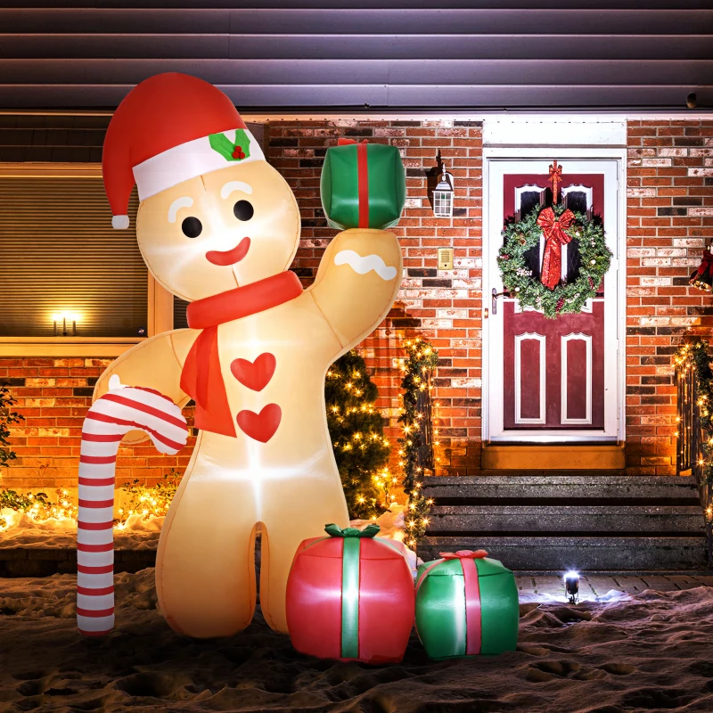 Outsunny 8ft Inflatable Gingerbread Christmas Decoration