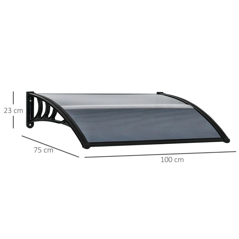 Outsunny copertina policarbonat anti-UV, 100x80 cm, negru(m-3)