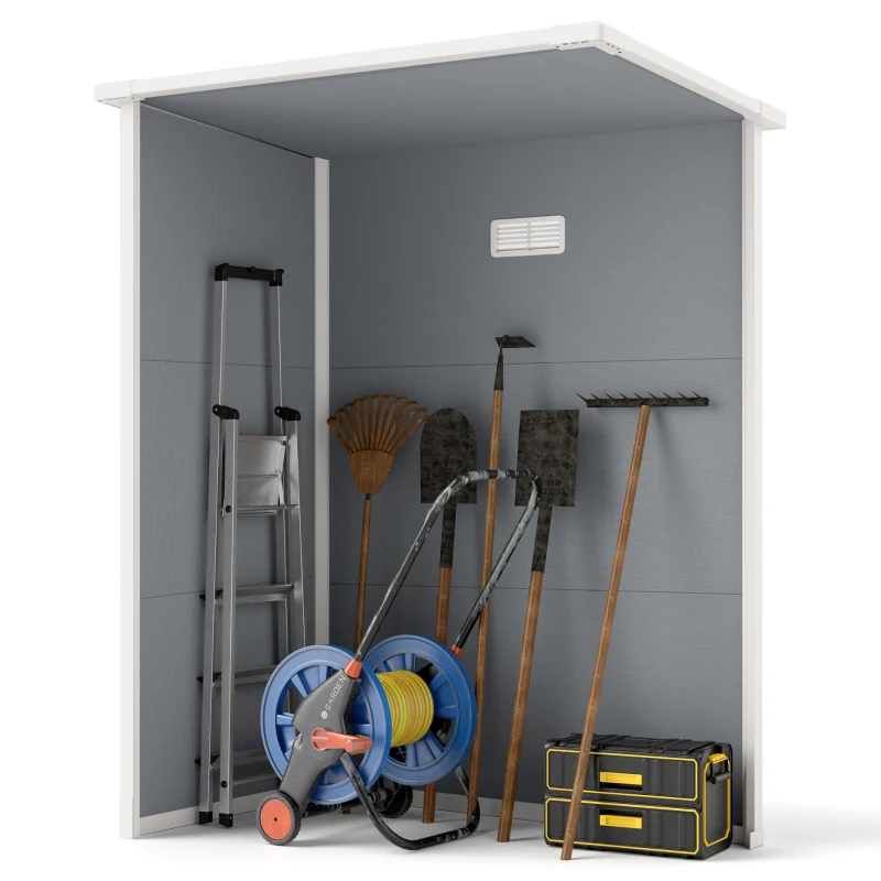 Outsunny Magazie pentru Gradina 1.5 x 1 m, Magazie pentru Scule cu Usa care se Incuie, Fereastra si Ventilatie, Gri(m-8)