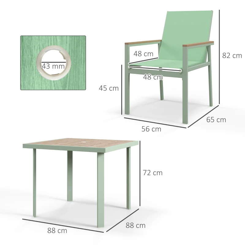 Outsunny Set de Masa de Gradina din 5 Piese cu Masa cu Blat