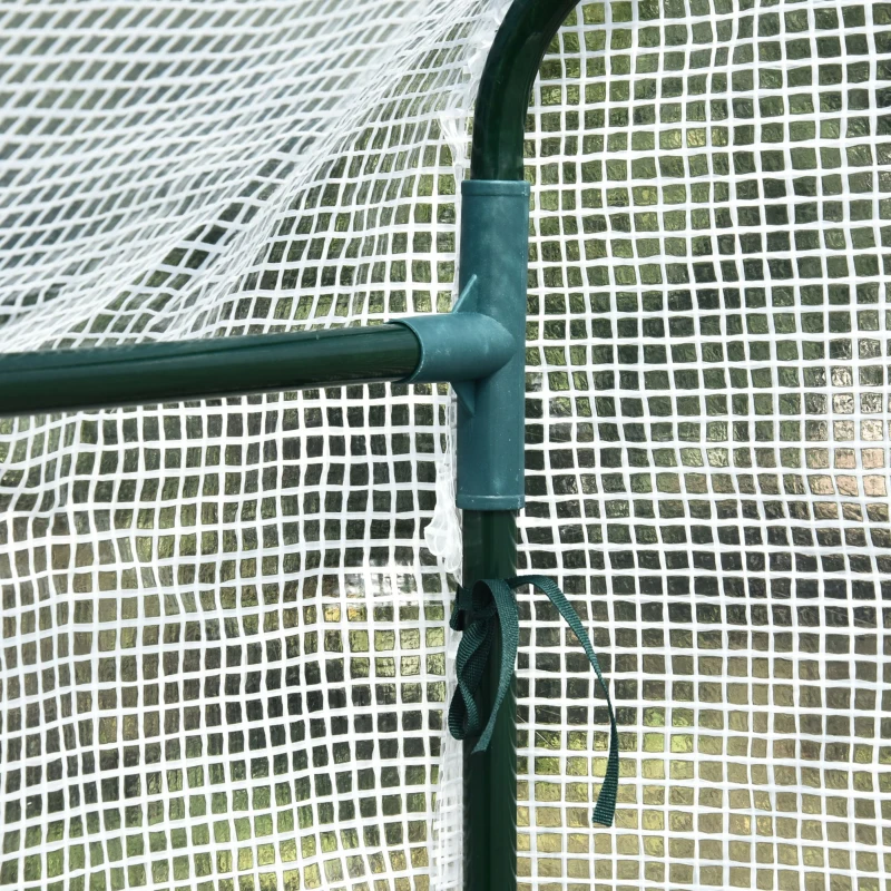 Outsunny Walk-in Greenhouse with 2 Tier 4 Shelves, Small Greenhouse with Reinforced PE Cover, Garden Plant Growhouse with Roll-up Door, 120 x 186 x 190 cm, White