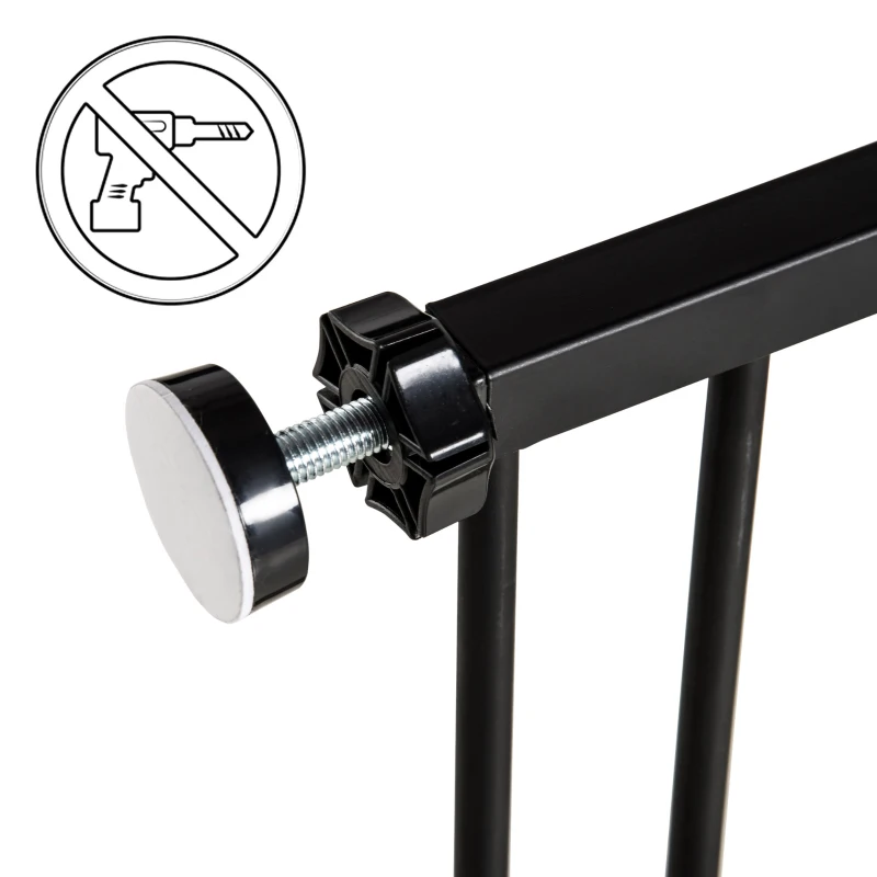 PawHut Cancelletto per Cani Estensibile con Viti e Ampia Apertura, in Metallo e Plastica, 76-107x76 cm, Nero