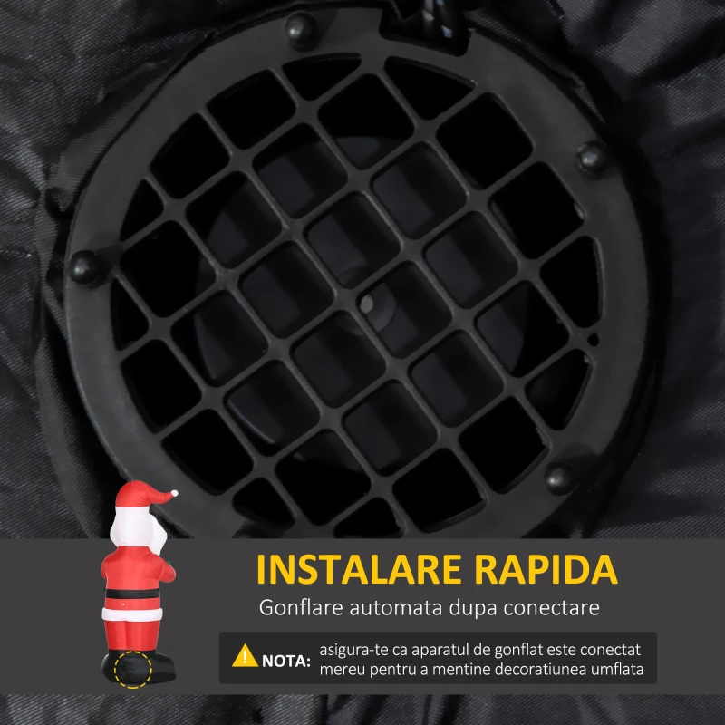 Outsunny Mos Craciun gonflabil, afisaj in aer liber cu LED pentru curte pentru petrecere in gradina.