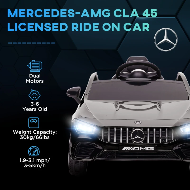 AIYAPLAY Mercedes-AMG CLA 45 Licensed 12V Kids Electric Car Ride on Car w/ Remote, Suspension Lights Music Horn - Black