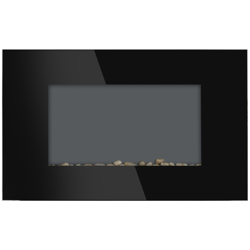 HOMCOM Soba Electrica de Perete sau Sol 2000W cu Flama LED 7 Culori, Negru, 90x56x9.5cm