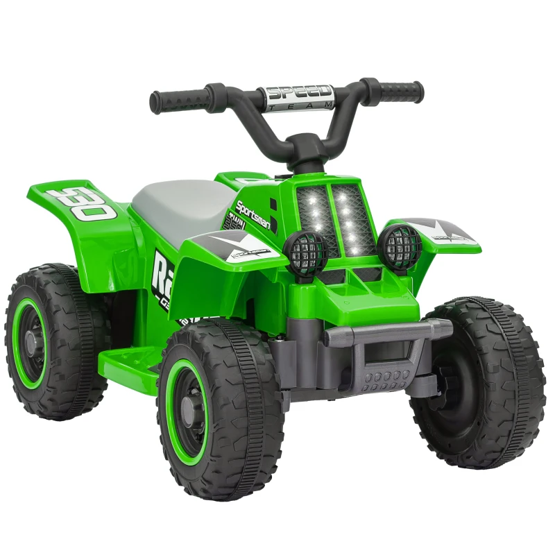 AIYAPLAY Elektrisch Quad Bike voor Kinderen, op batterijen, voor- en achteruitrijfunctie, LED-lampjes, 18-36 Maanden, Groen