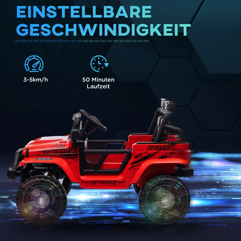 AIYAPLAY Kinder Elektrische Auto met Zachte Verzachting, Afstandsbedienbaar, LED-Lichten, Toeter, 12V Motoren, Gemaakt van Kunststof en Metaal, Rood(m-6)