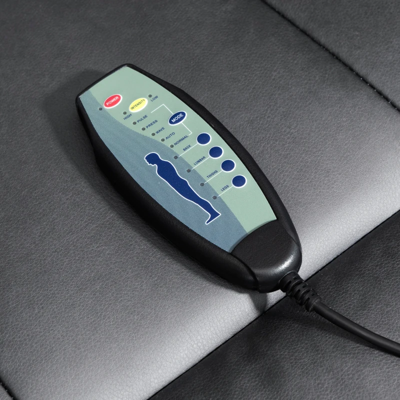 HOMCOM Massagestoel met Voetenbank, Verstelbaar, Afstandsbediening, Draaibaar, Leatherlook, tot 150 kg, Donkergrijs