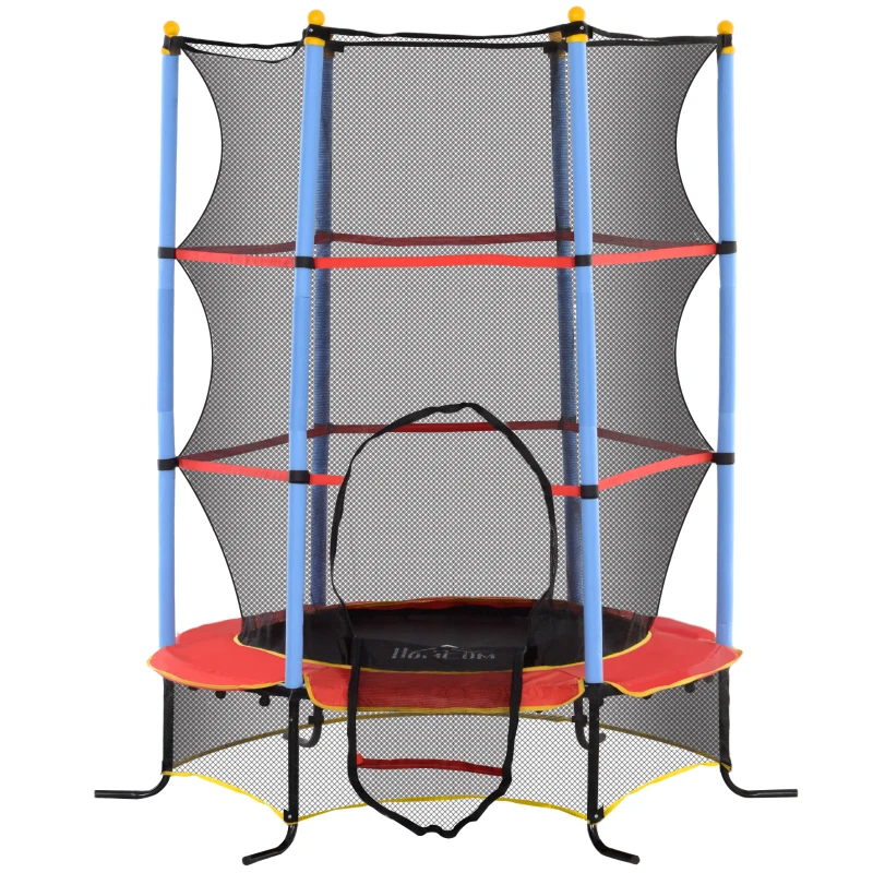 HOMCOM Kids Trampoline, with Safety Net, for Ages 3-10 Years