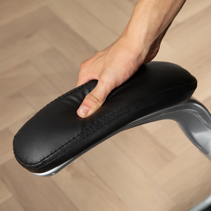 HOMCOM Scaun Ergonomic de Birou cu Brațe și Înălțime Reglabile, Tetieră, și Funcție de Balans, 111-121x60x69 cm, Negru(m-9)