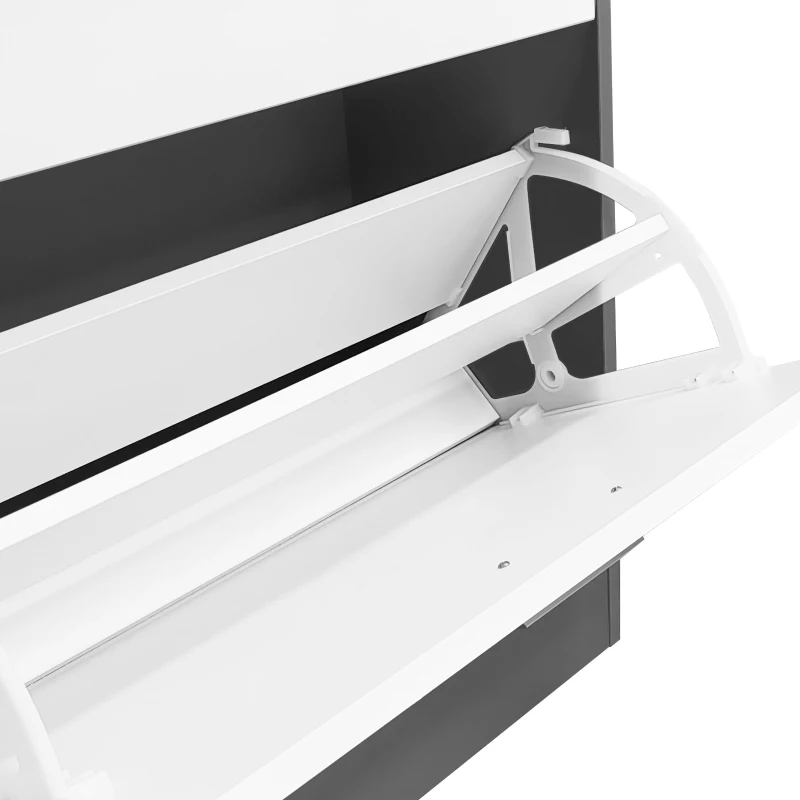 Ensemble de porte-manteaux mural avec miroir, panneaux muraux, étagère murale et meuble à chaussures,Gris+Blanc