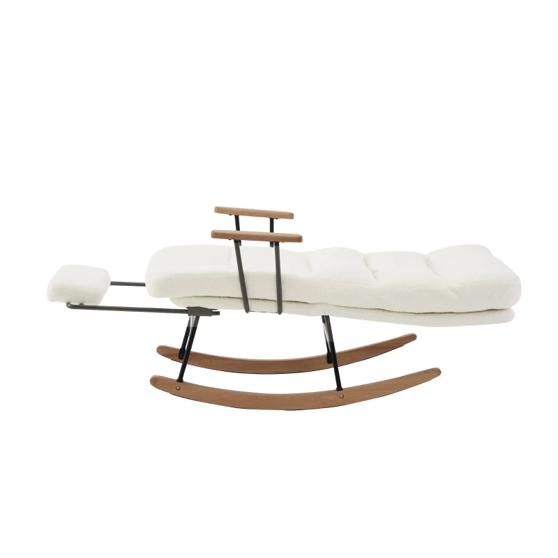 Fauteuil à bascule confortable avec réglage par gravité, repose-pieds manuel et fonction d'inclinaison stable, Blanc