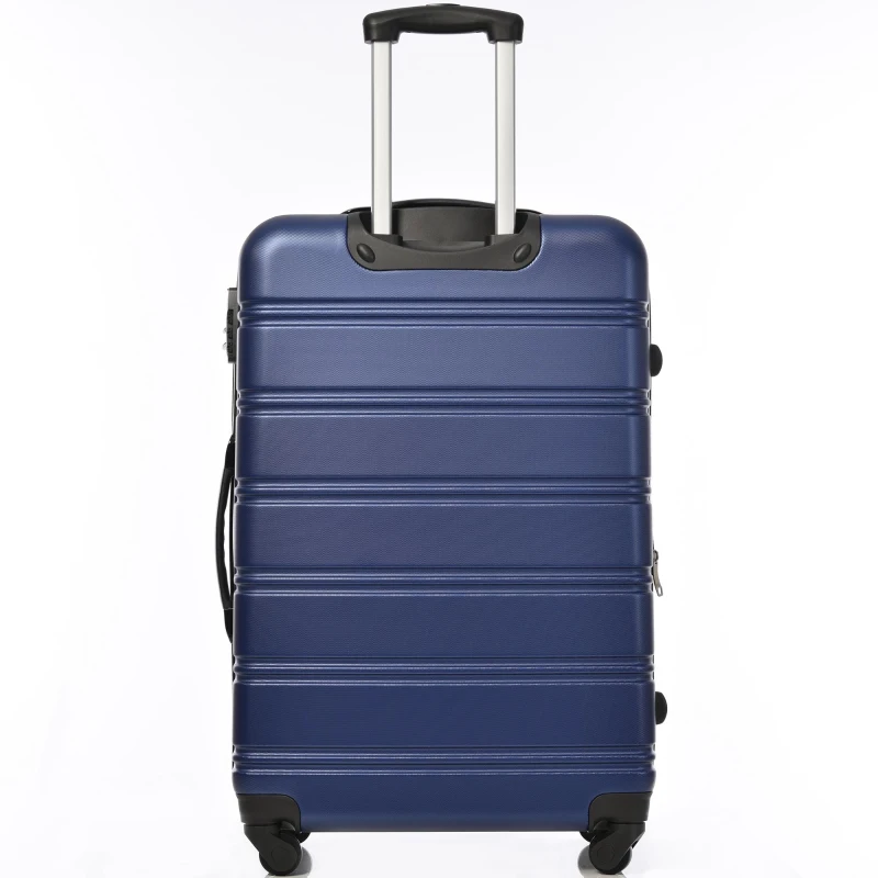 28" 4-Wheel ABS Hard Shell Travel Trolley Suitcase with Adjustable Handle, Luggage with Secure Lock, 52L × 32W × 78H cm, Deep Blue