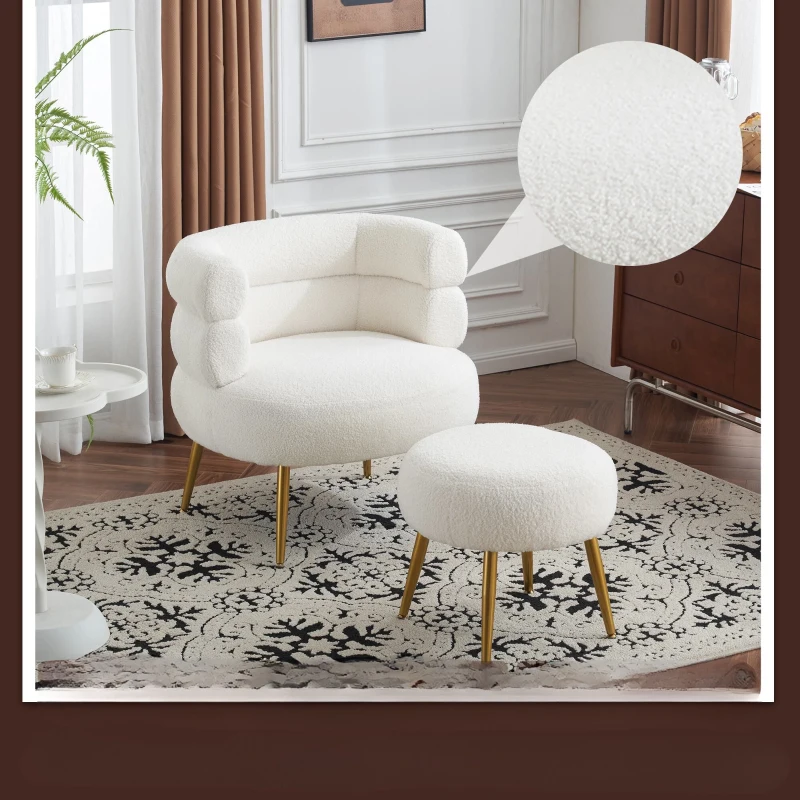 Poltrona lounge bianca con poggiapiedi, Bianco