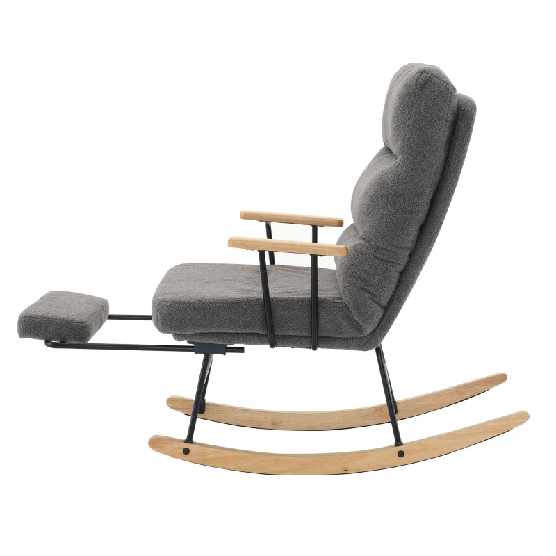 Fauteuil à bascule confortable avec réglage par gravité, repose-pieds manuel et fonction d'inclinaison stable,Gris