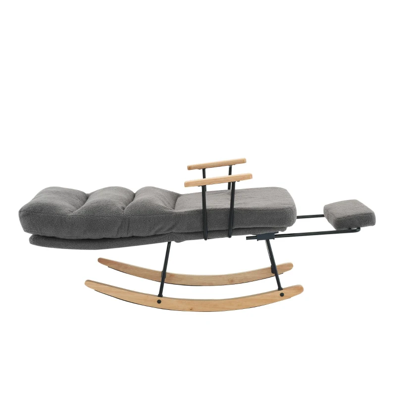 Komfortabler Schaukelsessel mit Schwerkraftverstellung, manueller Fußstütze und stabiler Liegefunktion,Grau