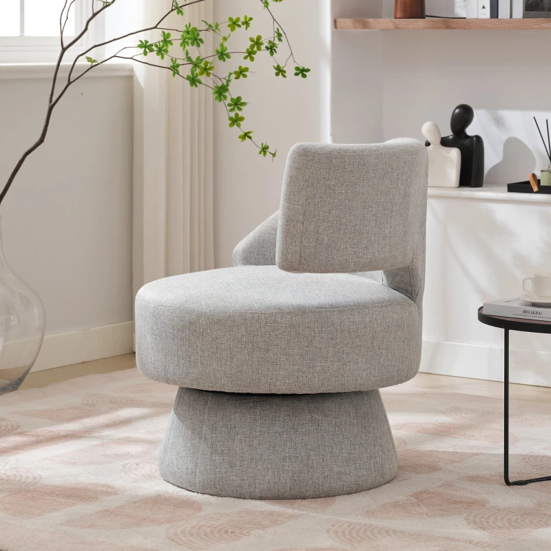Chaise pivotante confortable avec rotation à 360 degrés, Gris