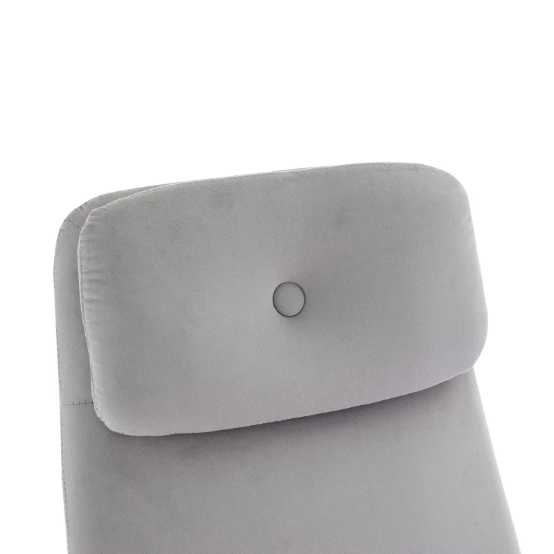 Relaxsessel mit Hocker, Büro Sessel mit verstellbarem Neigungswinkel und Fußhocker, Samt, Grau