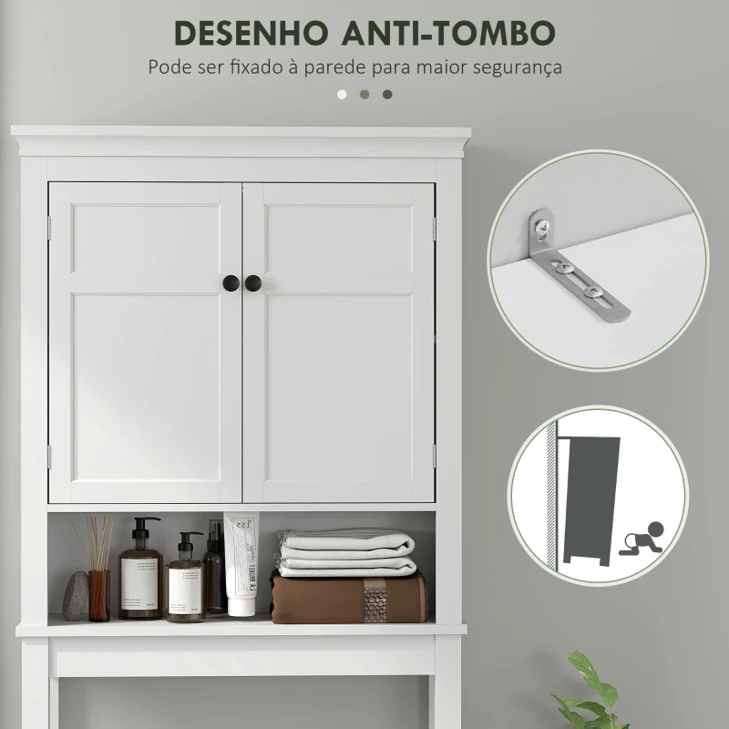 HOMCOM Móvel sobre Sanita Armário para Máquina de Lavar Roupa com 2 Portas Compartimento e Prateleira Ajustável 70x20x175 cm Branco