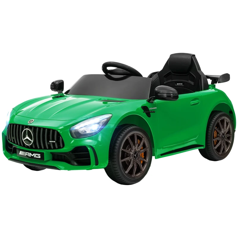 AIYAPLAY Carro Elétrico para Crianças Carro Mercedes-Benz AMG GTR com Bateria 12V Faróis  Buzina e Música 108x67x46 cm Verde