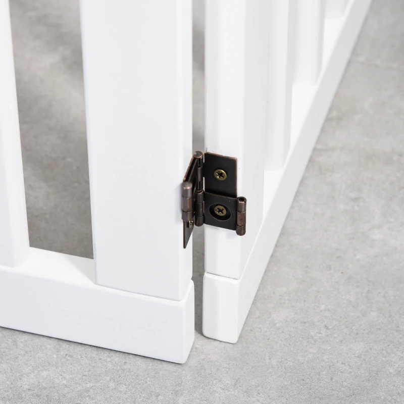 PawHut Wooden Pet Gate Foldable Freestanding Dog Safety Barrier w/ Support Feet