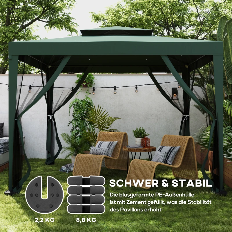 Outsunny 4 x 2,2 kg standvoet voor paviljoen tent gewicht basis zwart Ø20 x 4,5 cm