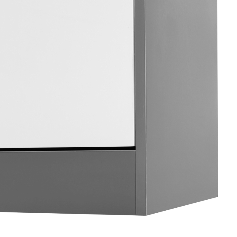 Ensemble de porte-manteaux mural avec miroir, panneaux muraux, étagère murale et meuble à chaussures,Gris+Blanc