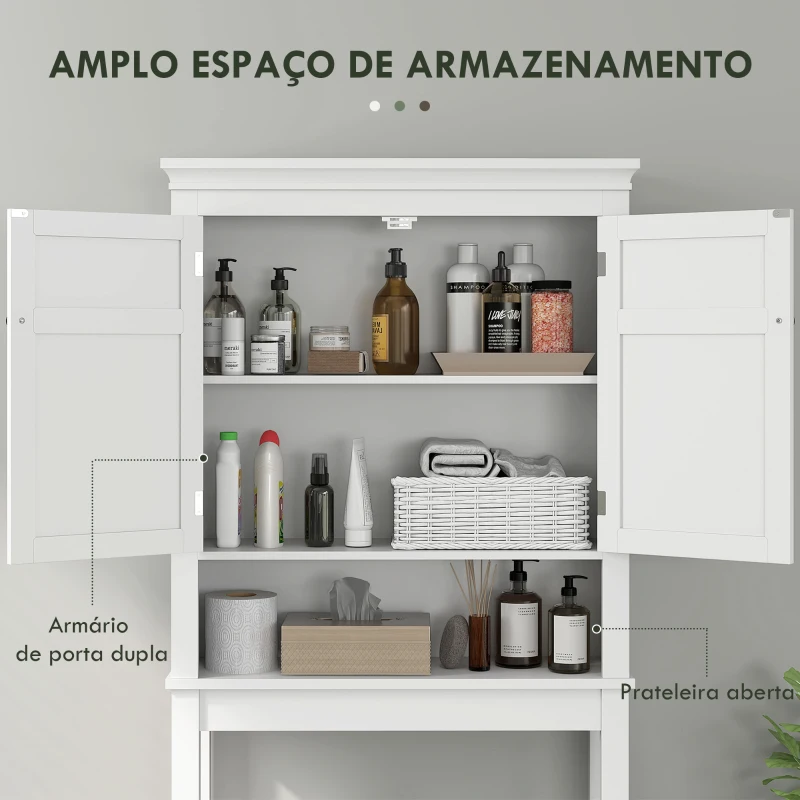 HOMCOM Móvel sobre Sanita Armário para Máquina de Lavar Roupa com 2 Portas Compartimento e Prateleira Ajustável 70x20x175 cm Branco