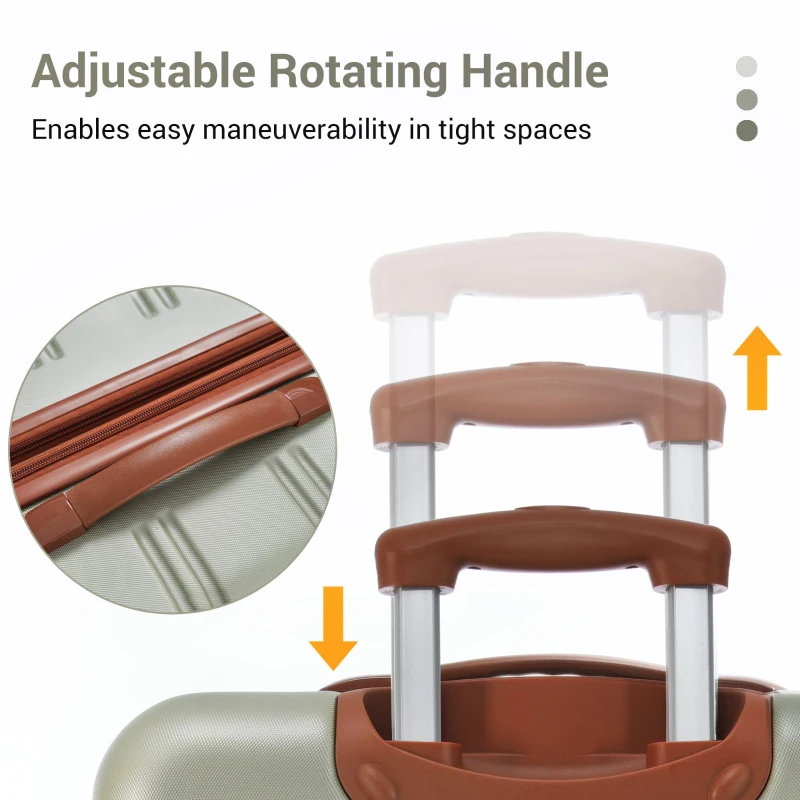 20" 4-Wheel ABS Hard Shell Travel Trolley Suitcase with Adjustable Handle, Luggage with Secure Lock, 35L x 23W x 57H cm, Brown+Green