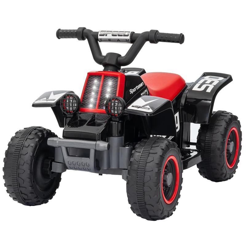 AIYAPLAY 6V Electric Quad Bike for Kids, Ride On ATV w/ Forward/Reverse, Headlights, for Ages 18-36 Months, Black