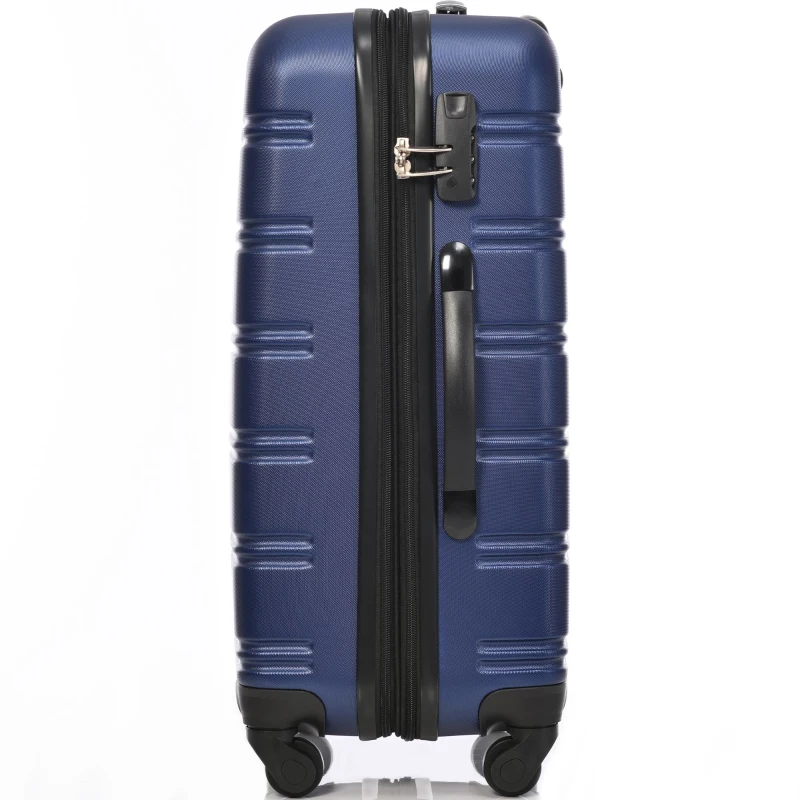 24" 4-Wheel ABS Hard Shell Travel Trolley Suitcase with Extendable Function, Luggage with Secure Lock, 45L × 28W × 69H cm, Deep Blue