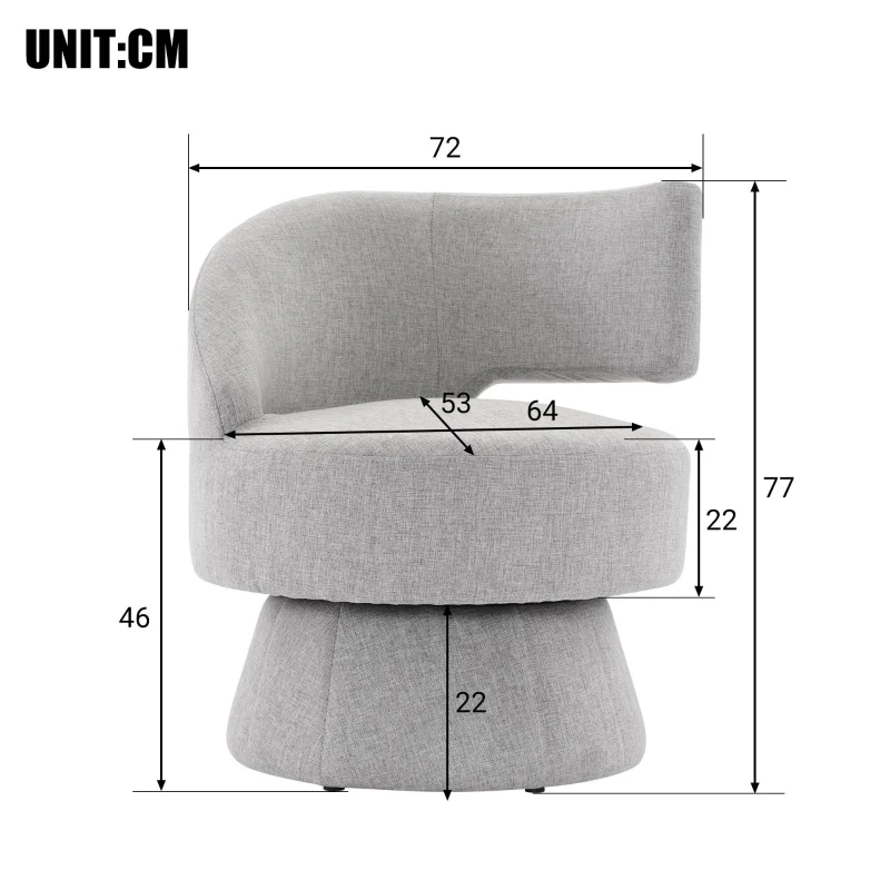 Chaise pivotante confortable avec rotation à 360 degrés, Gris