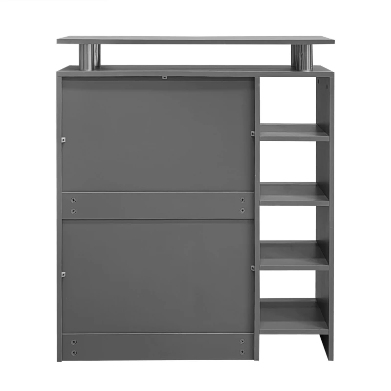 Garderoben Set mit Spiegel, 2 Wandpaneelen, Regalwand und Schuhschrank für kleine Räume, Weiß+Grau