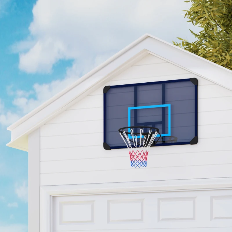 SPORTNOW Coș de Baschet de Perete, Mini Coș de Baschet cu Panou Indestructibil și Cerc din Oțel, 113x61x73 cm, Negru