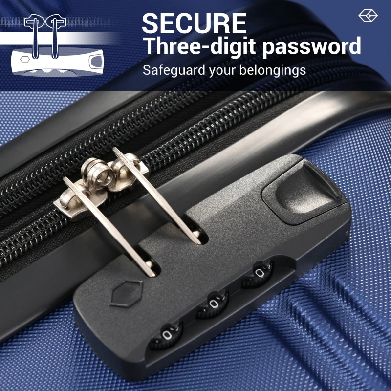 28" 4-Wheel ABS Hard Shell Travel Trolley Suitcase with Adjustable Handle, Luggage with Secure Lock, 52L × 32W × 78H cm, Deep Blue