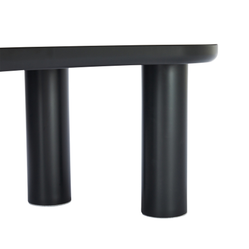 Table basse irrégulière en forme d'os, plateau en MDF et pieds en PVC, avec sous-couche en feutre, Noir