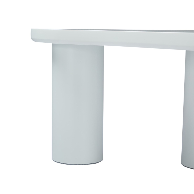 Tavolino Salotto Moderno a Mezzaluna Irregolare, con Piano in MDF, Gambe in PVC con Base in Feltro, 107x57x 40.5 cm, Bianco