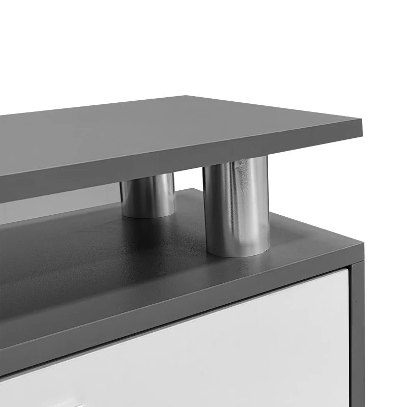 Ensemble de porte-manteaux mural avec miroir, panneaux muraux, étagère murale et meuble à chaussures,Gris+Blanc