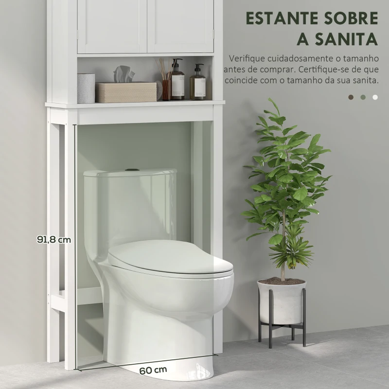 HOMCOM Móvel sobre Sanita Armário para Máquina de Lavar Roupa com 2 Portas Compartimento e Prateleira Ajustável 70x20x175 cm Branco