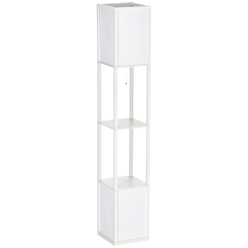 HOMCOM 156cm Floor Lamp Shelving Unit - White