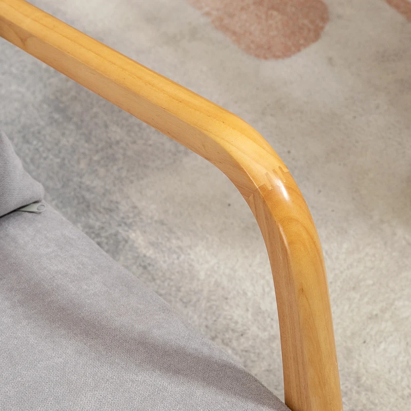 HOMCOM Poltrona Sala de Estar Nórdica Acolchoada com Apoio para os Braços e Estrutura de Madeira de Borracha 61x78x76 cm Cinza