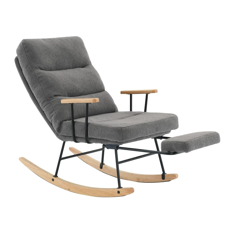 Fauteuil à bascule confortable avec réglage par gravité, repose-pieds manuel et fonction d'inclinaison stable,Gris