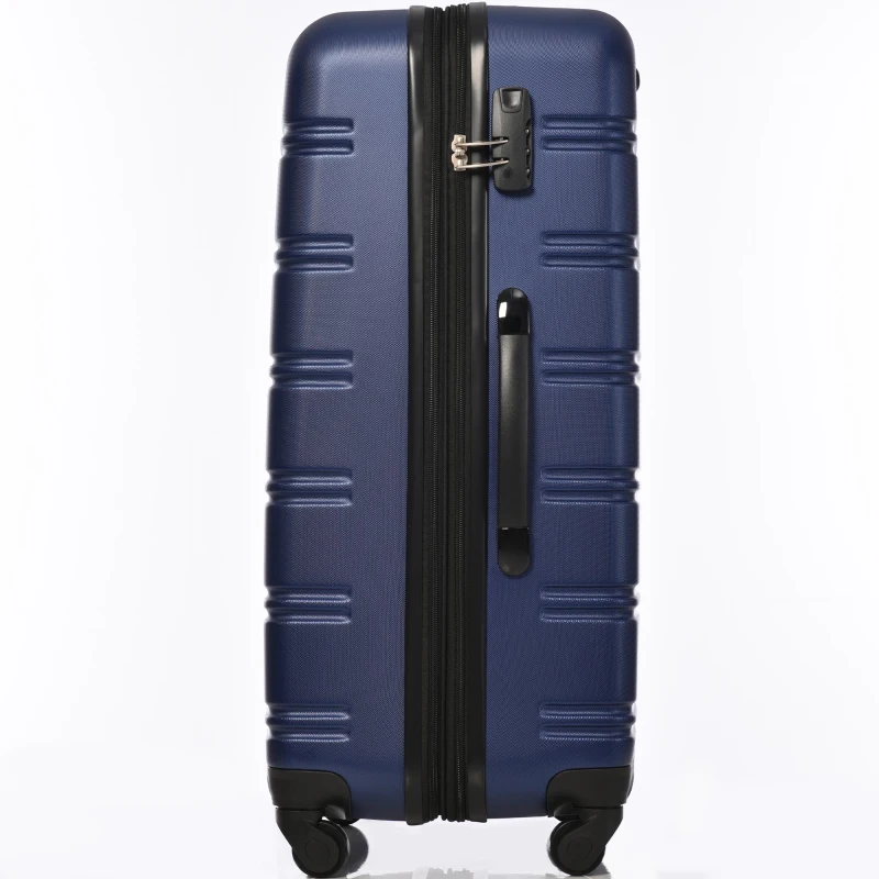 28" 4-Wheel ABS Hard Shell Travel Trolley Suitcase with Adjustable Handle, Luggage with Secure Lock, 52L × 32W × 78H cm, Deep Blue