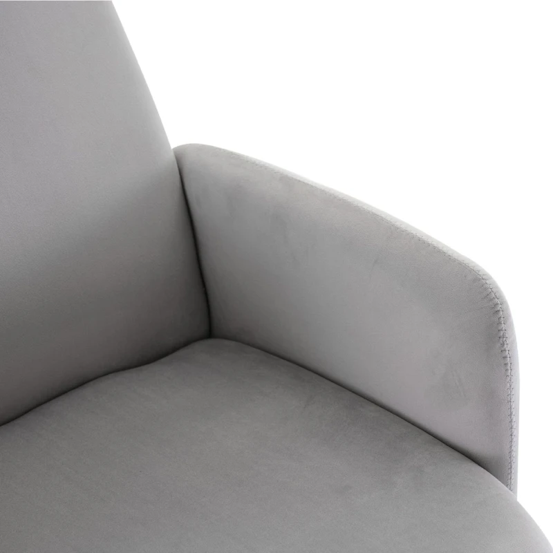 Relaxsessel mit Hocker, Büro Sessel mit verstellbarem Neigungswinkel und Fußhocker, Samt, Grau