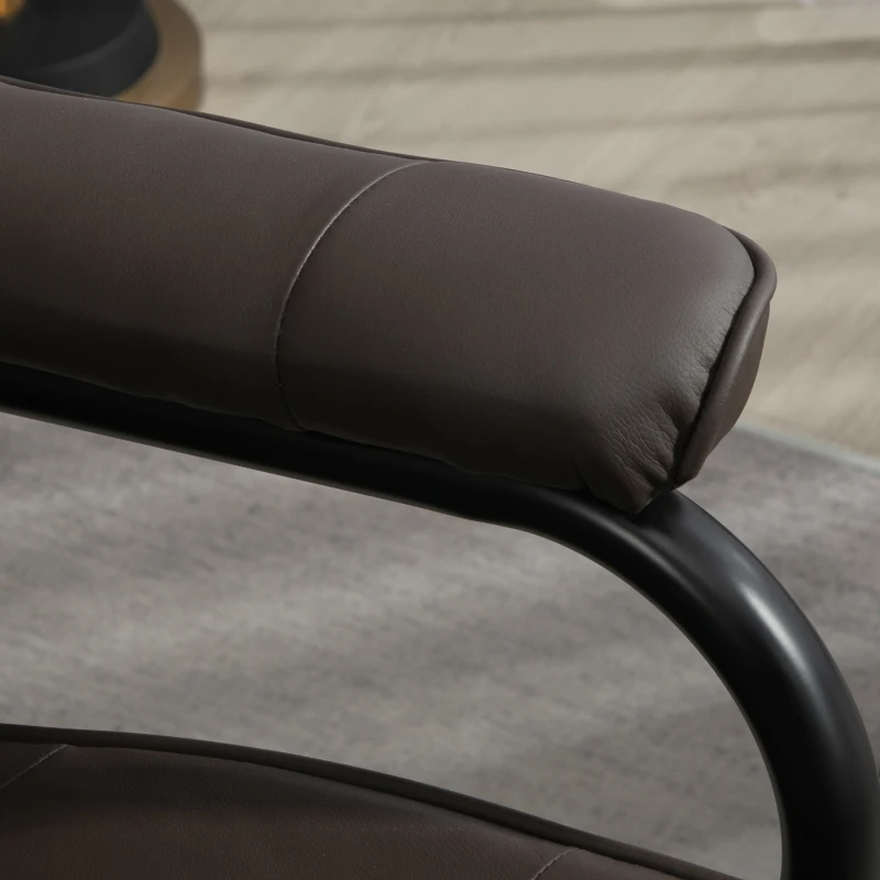 HOMCOM Poltrona de Massagem Elétrica com Banco para Apoiar os Pés Poltrona Relax Giratório Reclinável em até 145° com Controle Remoto e 10 Zonas de Massagem Estofado em PU 77x84x95 cm Marrom Escuro