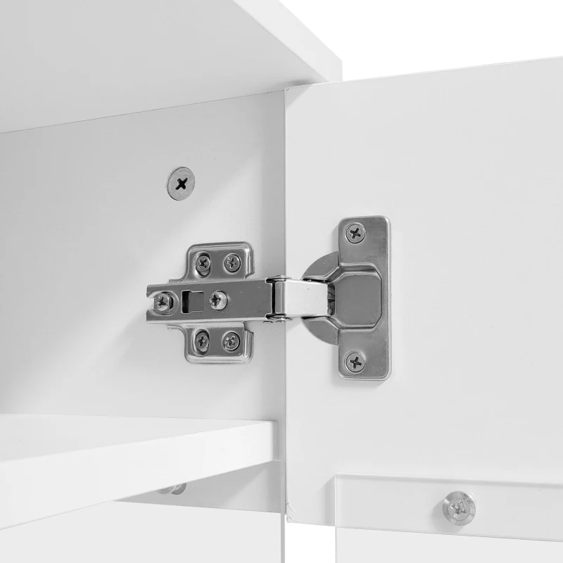 Moderner Hochglanz-TV-Schrank mit LED-Beleuchtung, offenes Fach, Acryl-Glaseinsatz, Drucköffnung, Weiß