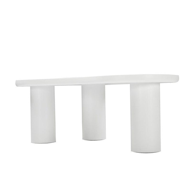 Table basse irrégulière en forme de nuage, plateau en MDF et pieds en PVC, avec sous-couche en feutre, Blanc