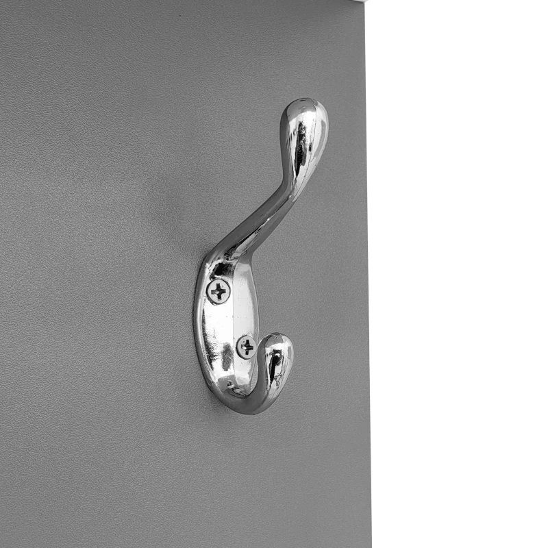 Garderoben Set mit Spiegel, 2 Wandpaneelen, Regalwand und Schuhschrank für kleine Räume, Weiß+Grau